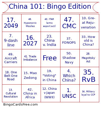 China 101: Bingo Edition