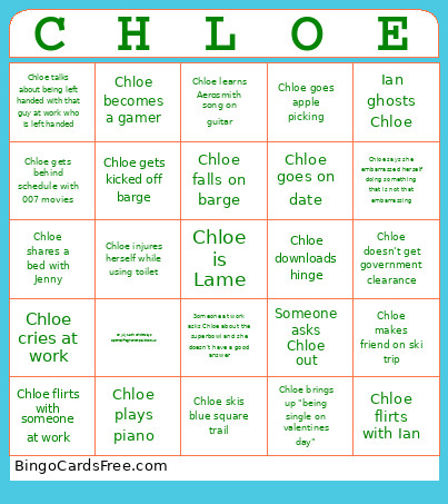 Chloe 2026 Bingo Card