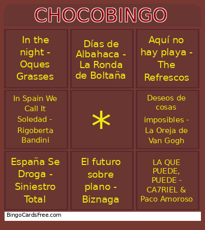 CHOCO Bingo Card