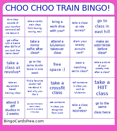 CHOO CHOO TRAIN ! Bingo Card 2