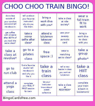 CHOO CHOO TRAIN ! Bingo Card