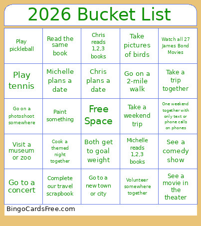 Chris And Michelle Bingo Card