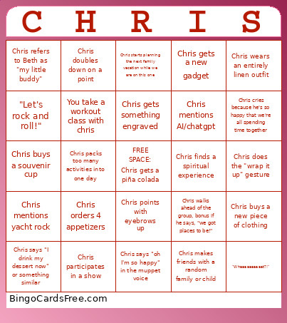 Chris Bingo Card