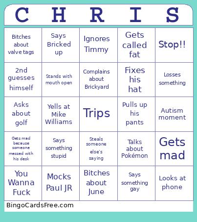 Chris Bingo Card