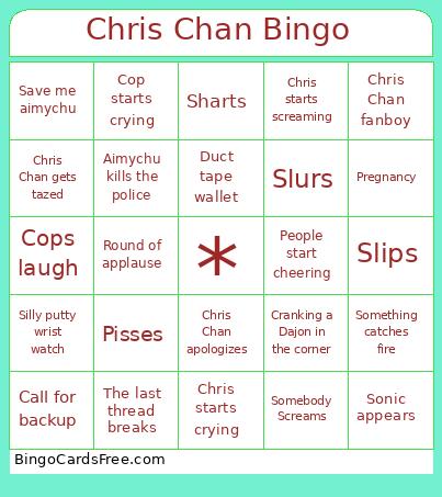 Chris Chan Bingo Card