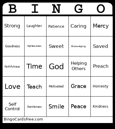 Christian Bingo Card