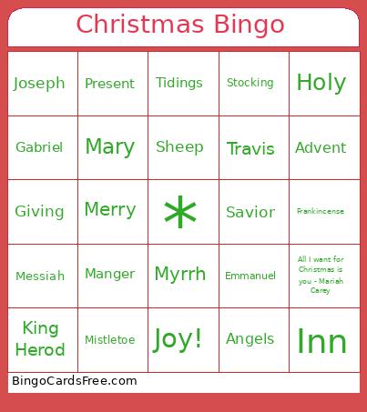 Christian Christmas Bingo Card