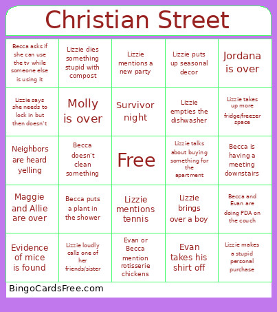 Christian Street Bingo Card
