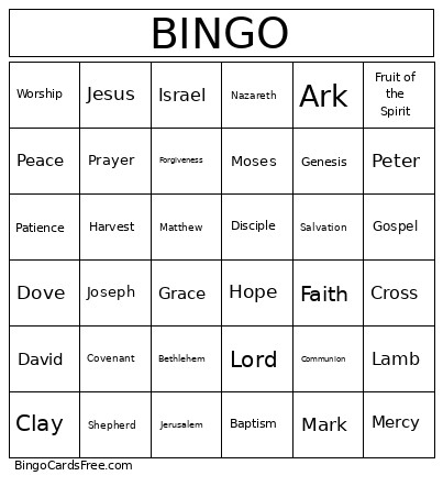 Christian Terms Bingo Card