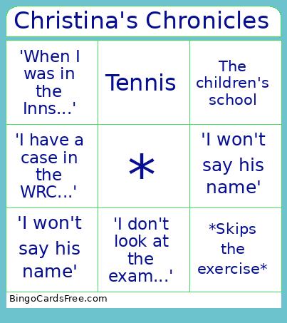 Christina's Chronicles Bingo Card