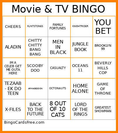 Christmans Movie And Tv Bingo Card