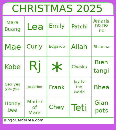 CHRISTMAS 2025 Bingo Card