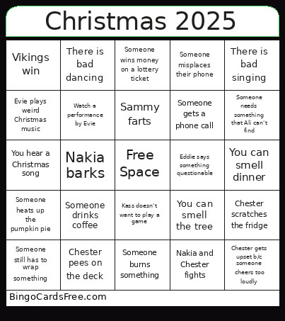 Christmas 2025 Bingo Card
