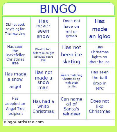 Christmas Bingo Card
