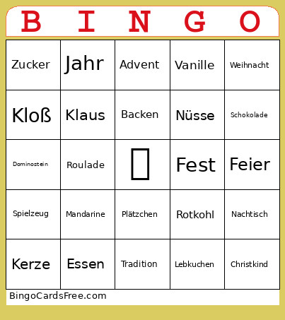 Christmas Bingo Card