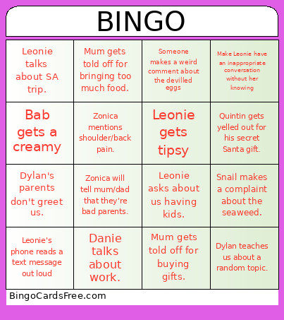 Christmas Bingo Card