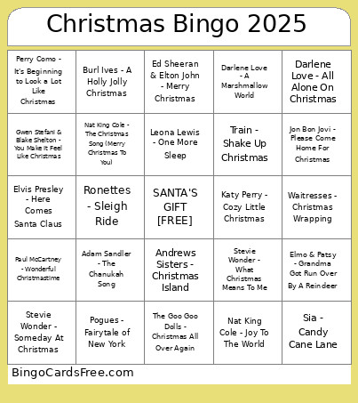 Christmas 2025 Bingo Card