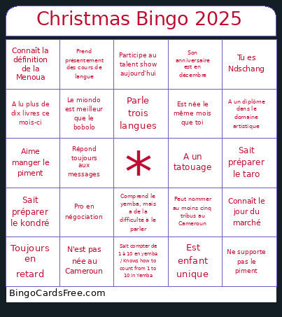 Christmas 2025 Bingo Card