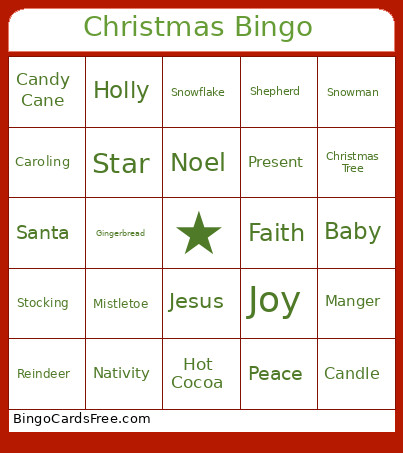 Christmas Bingo Card