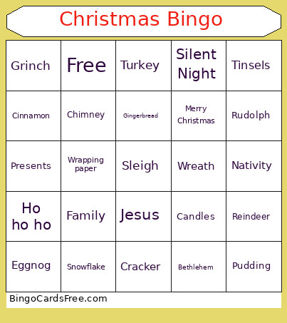 Christmas Bingo Card