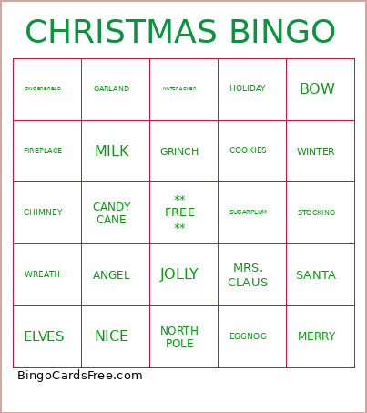 Christmas Bingo Card 3