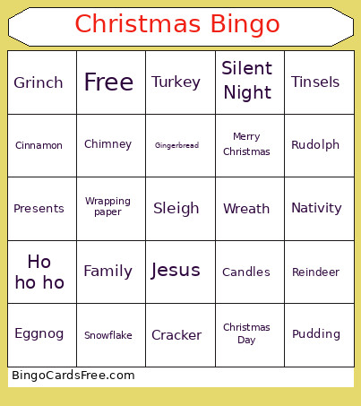 Christmas Bingo Card