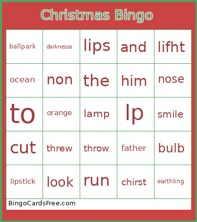Christmas Bingo Card
