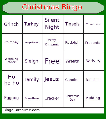 Christmas Bingo Card 2