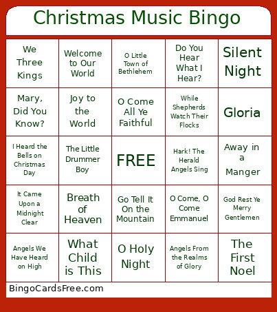 Christmas Carols Bingo Card