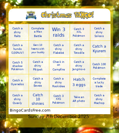 Christmas CD Sunday Bingo Card