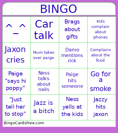 Christmas Day Bingo Card