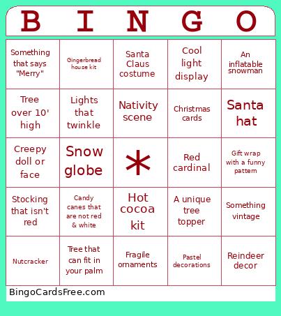 Christmas Decor Store Bingo