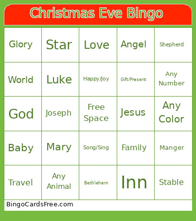 Christmas Eve Bingo Card