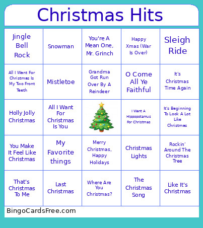 Christmas Hits Bingo Card