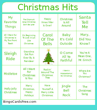 Christmas Hits Bingo Card