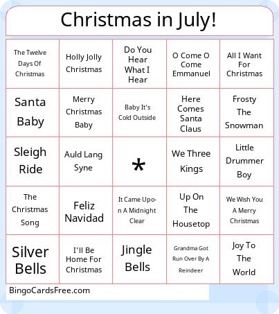 Christmas in July! Bingo