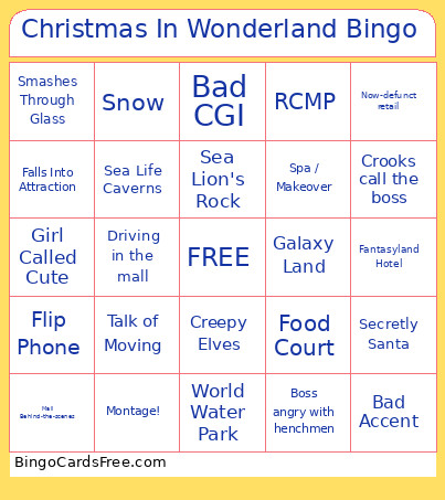 Christmas In Wonderland Bingo Card