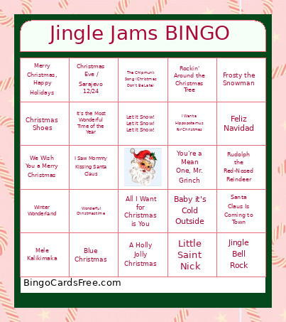 Christmas Jingle Jams Bingo Card