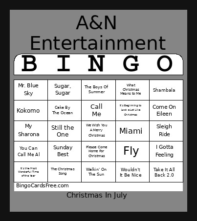 Christmas July Bingo Card