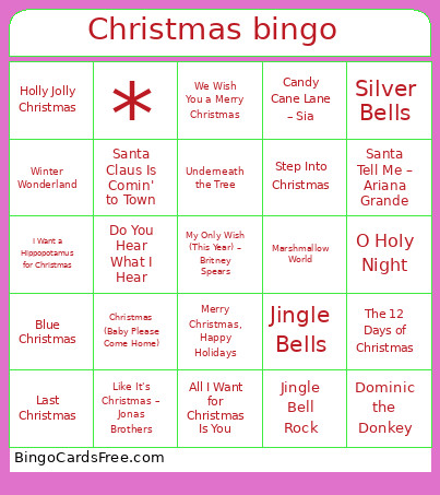 Christmas Karaoke Bingo Card