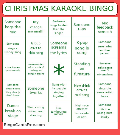 CHRISTMAS KARAOKE Bingo Card