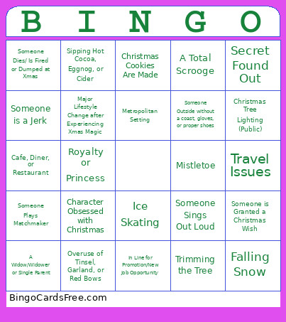 Christmas Movie Bingo Card
