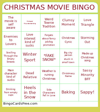 CHRISTMAS MOVIE Bingo Card