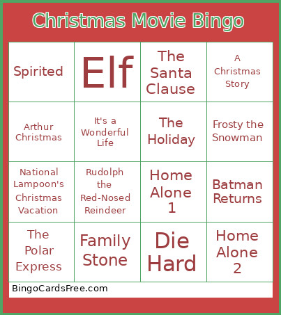 Christmas Movie Bingo Card 2