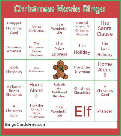 Christmas Movie Bingo Card