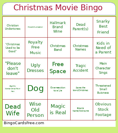 Christmas Movie Bingo Card