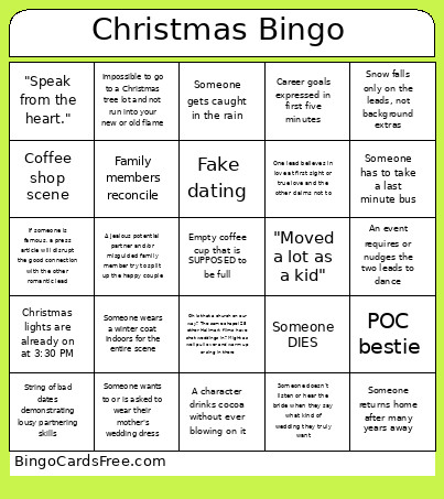Christmas Movie Bingo Card