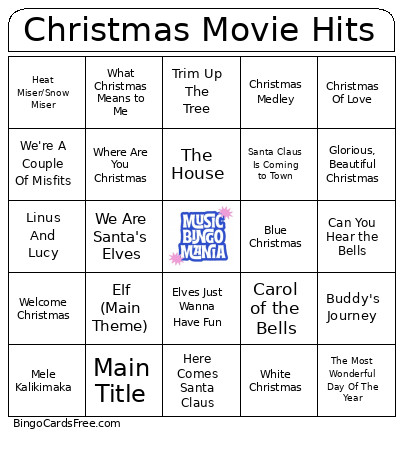 Christmas Movie Hits Bingo Card