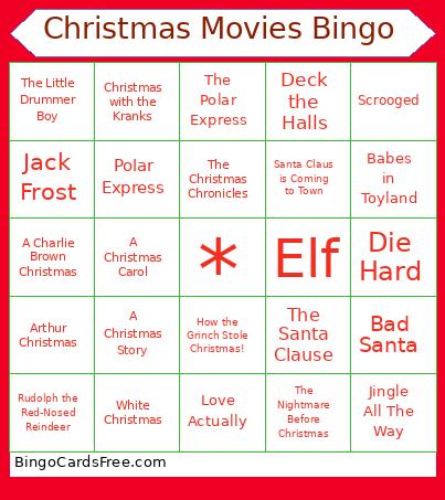 Christmas Movies Bingo