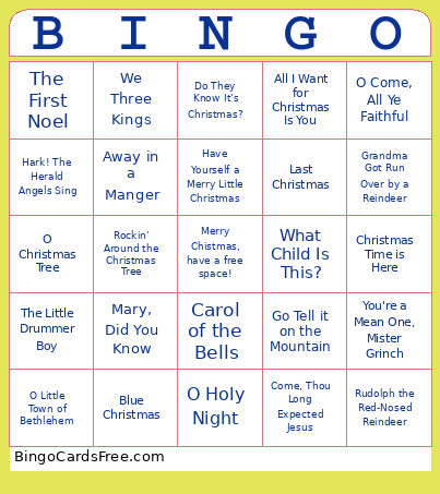 Christmas Music Bingo Card 3